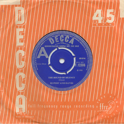 Rupert and David unique single, 1965
